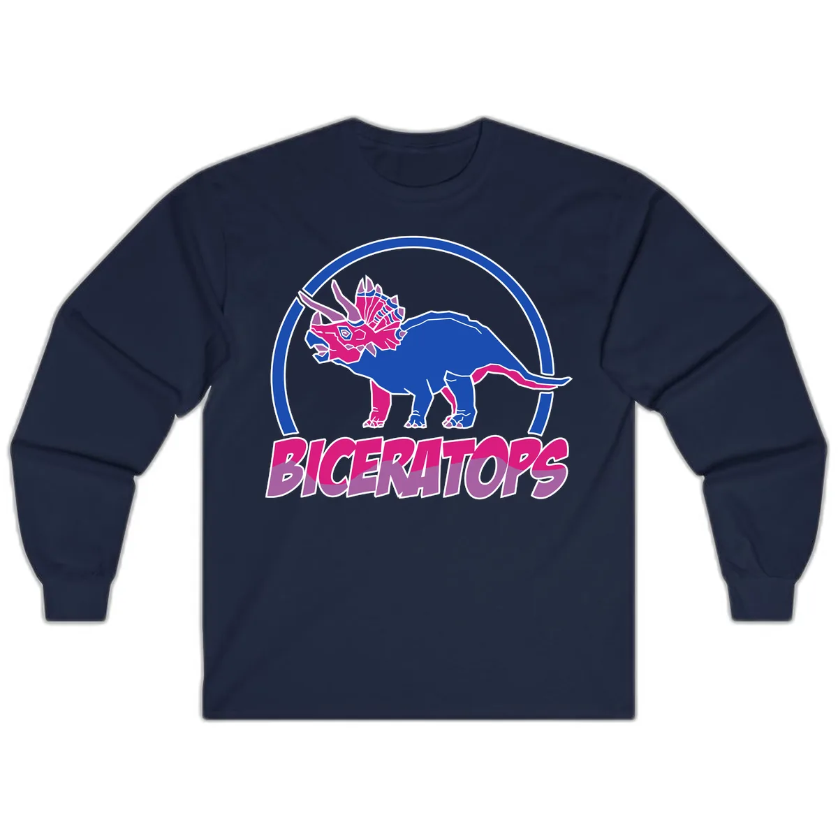 Triceratops Pride Dinosaur Logo Long Sleeve in Navy