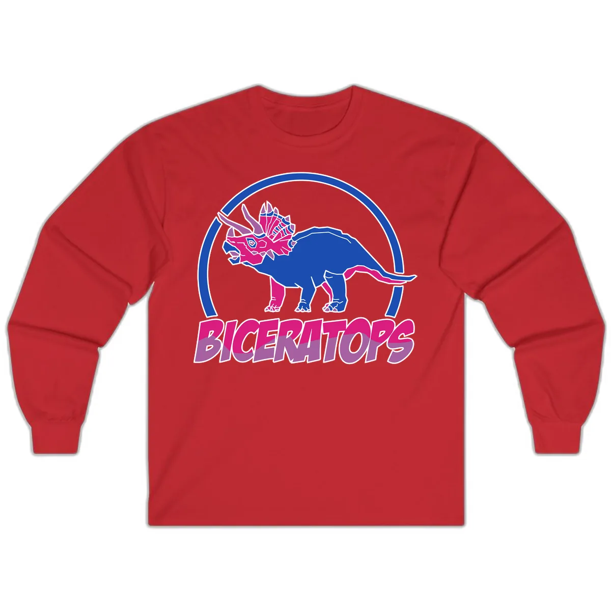 Triceratops Pride Dinosaur Logo Long Sleeve in Red