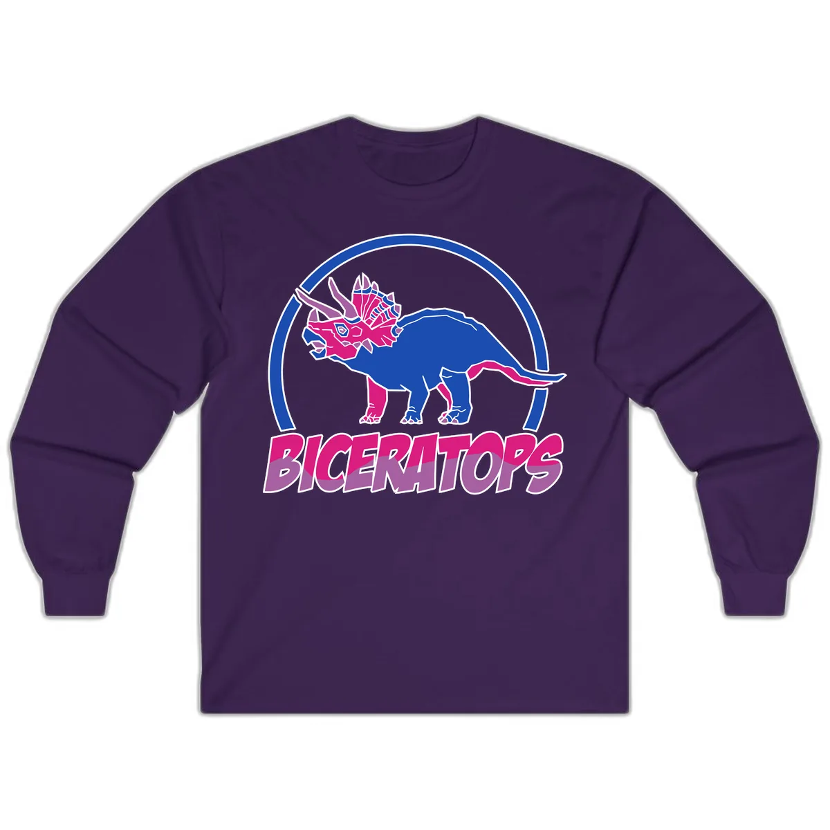 Triceratops Pride Dinosaur Logo Long Sleeve in Purple