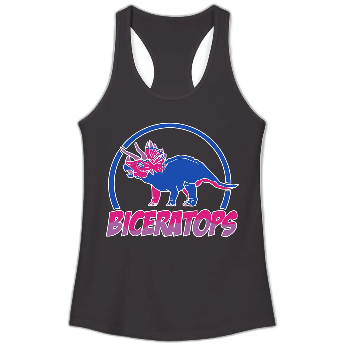 Triceratops Pride Dinosaur Logo Ladies Tank in Black