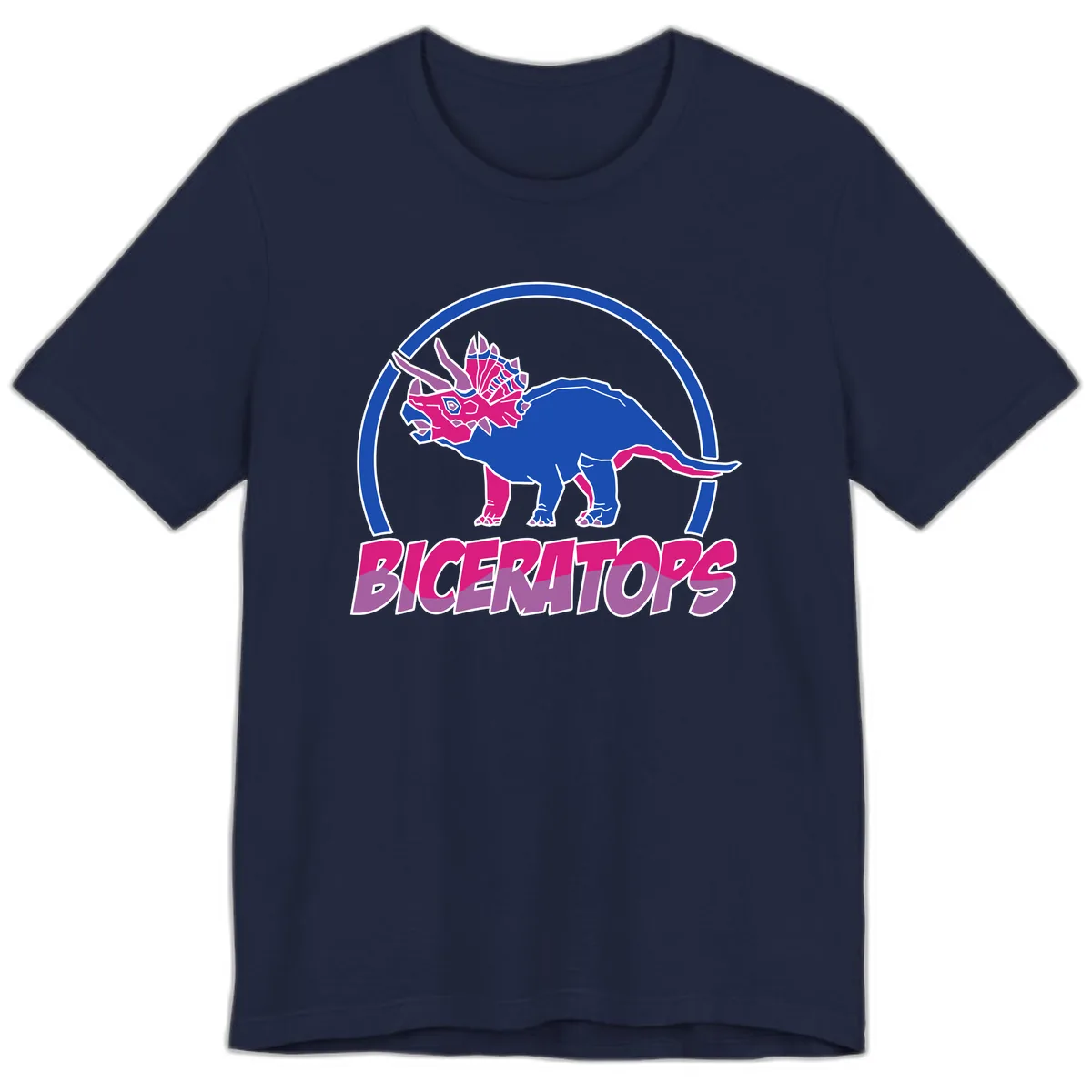 Triceratops Pride Dinosaur Logo Premium T-Shirt in Navy