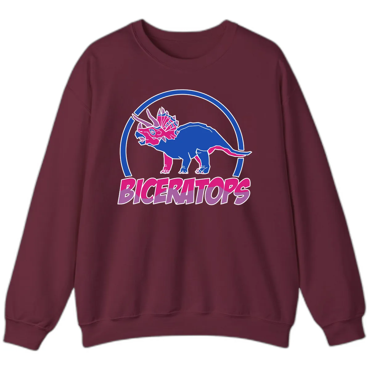 Triceratops Pride Dinosaur Logo Sweatshirt in Maroon