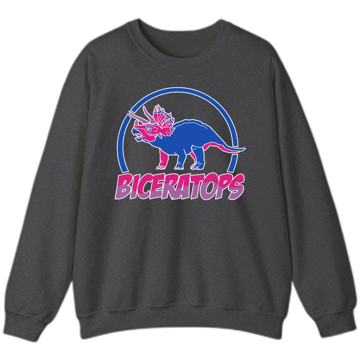 Triceratops Pride Dinosaur Logo Sweatshirt in Dark Heather