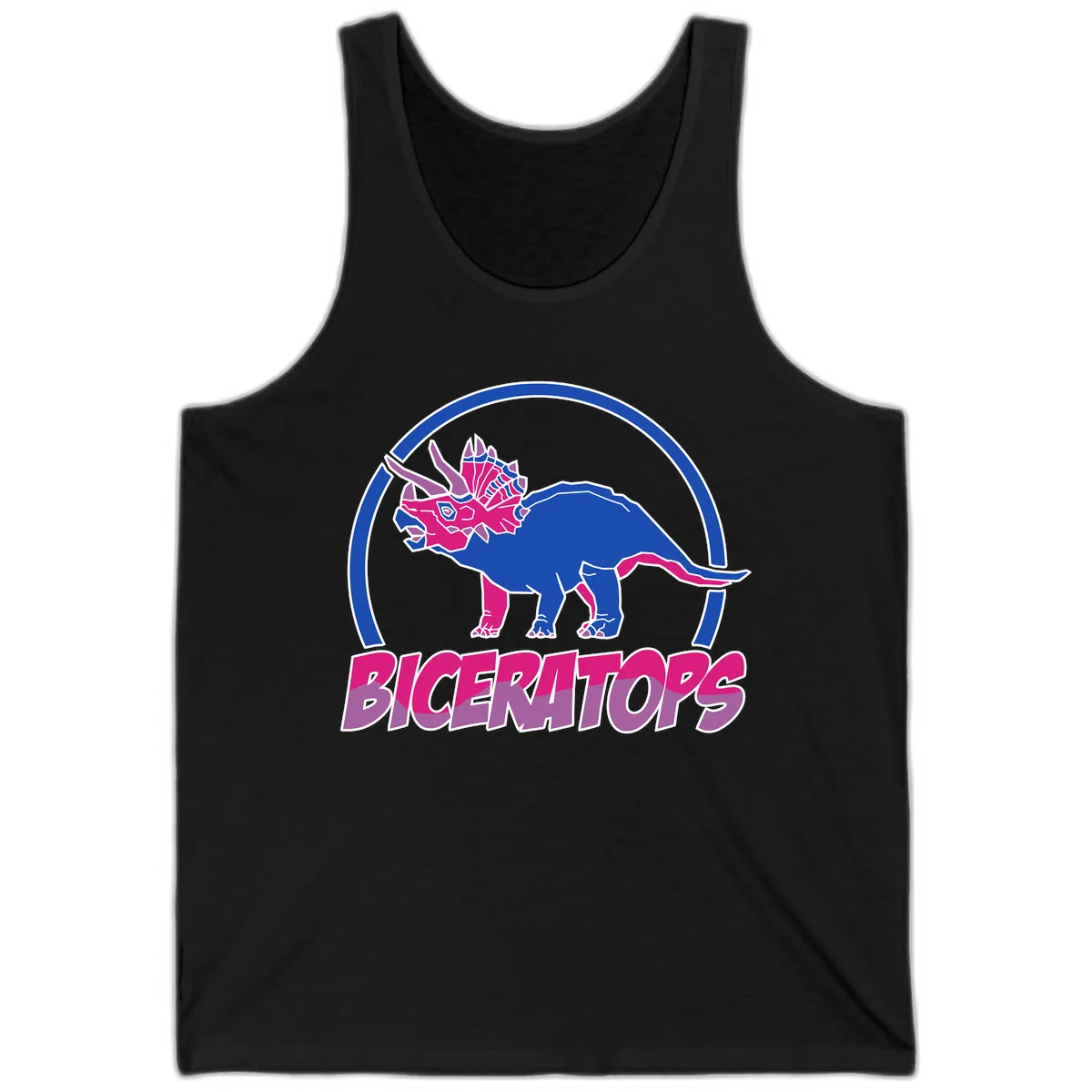 Triceratops Pride Dinosaur Logo Tank in Black