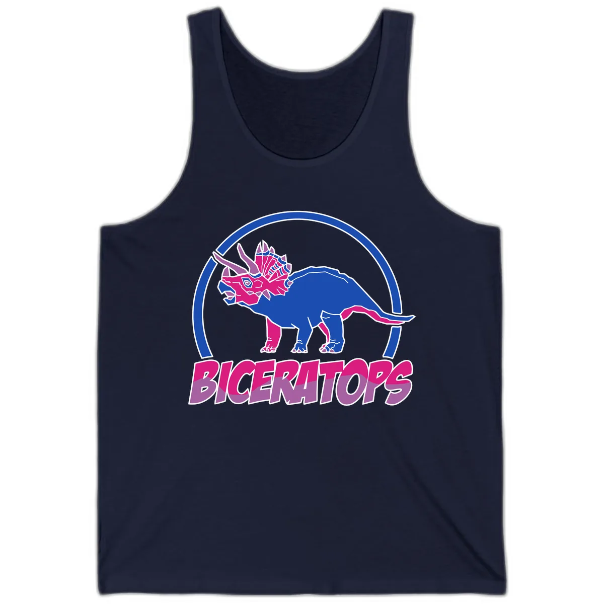 Triceratops Pride Dinosaur Logo Tank in Navy