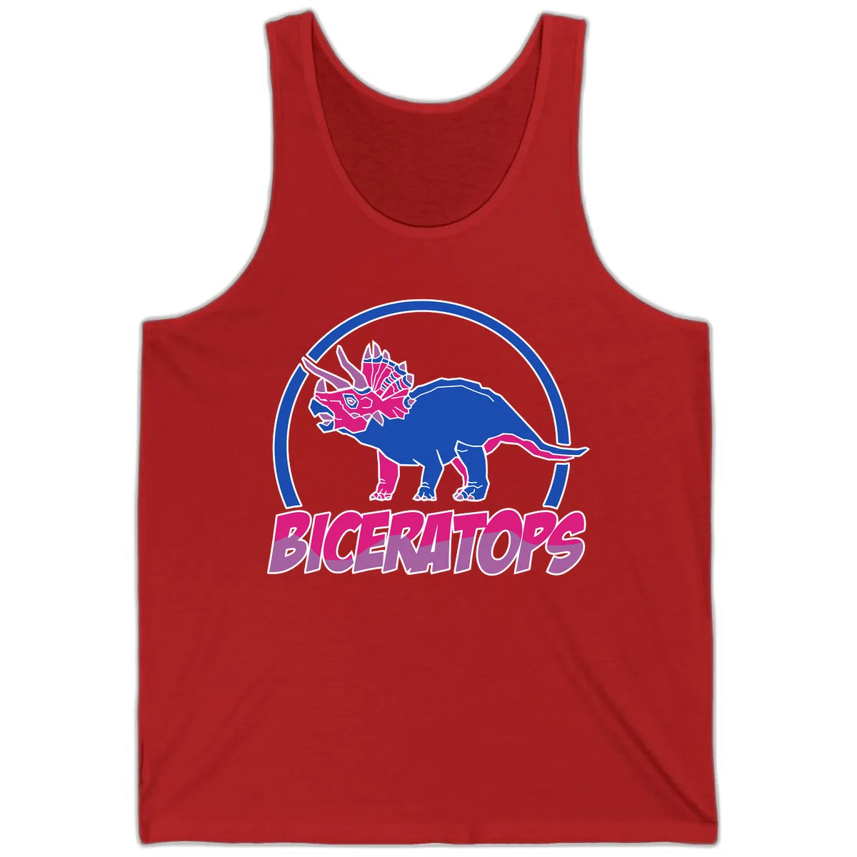 Triceratops Pride Dinosaur Logo Tank in Red