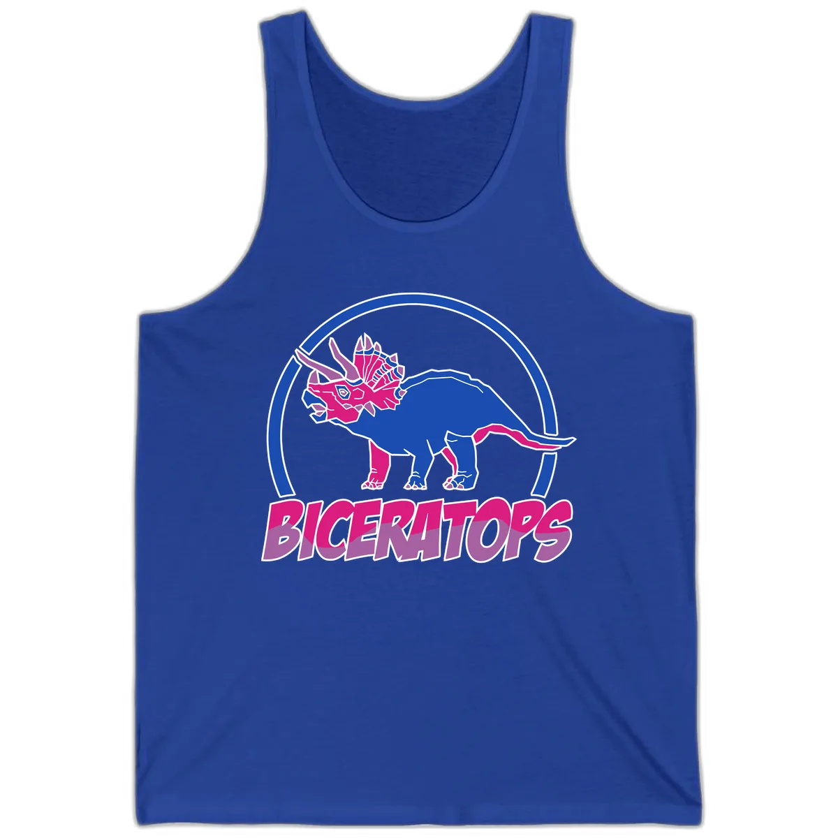 Triceratops Pride Dinosaur Logo Tank in True Royal