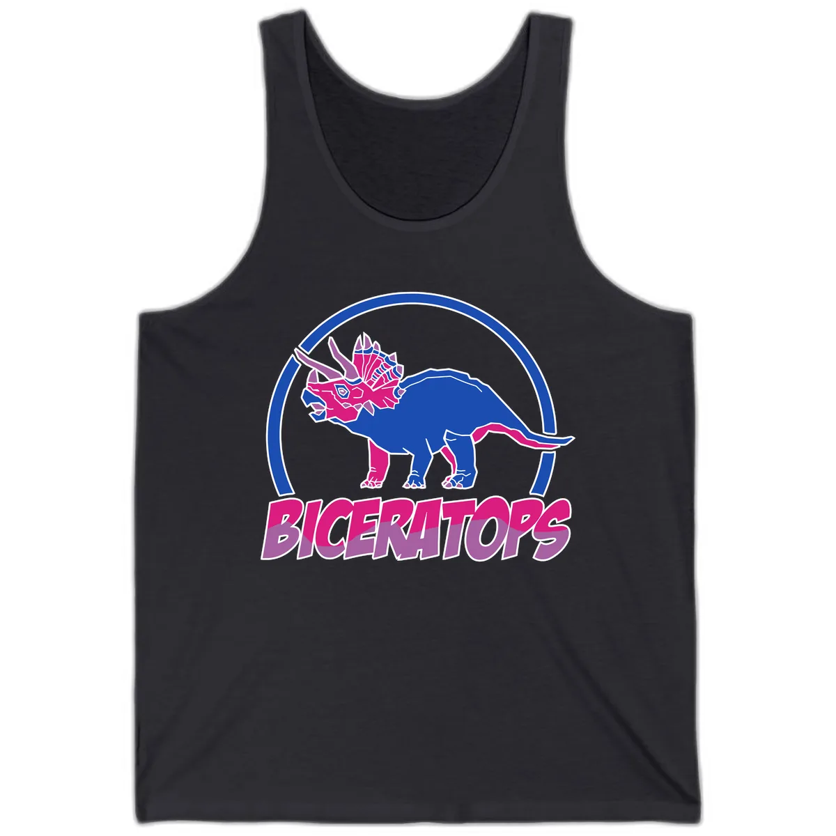Triceratops Pride Dinosaur Logo Tank in Dark Grey
