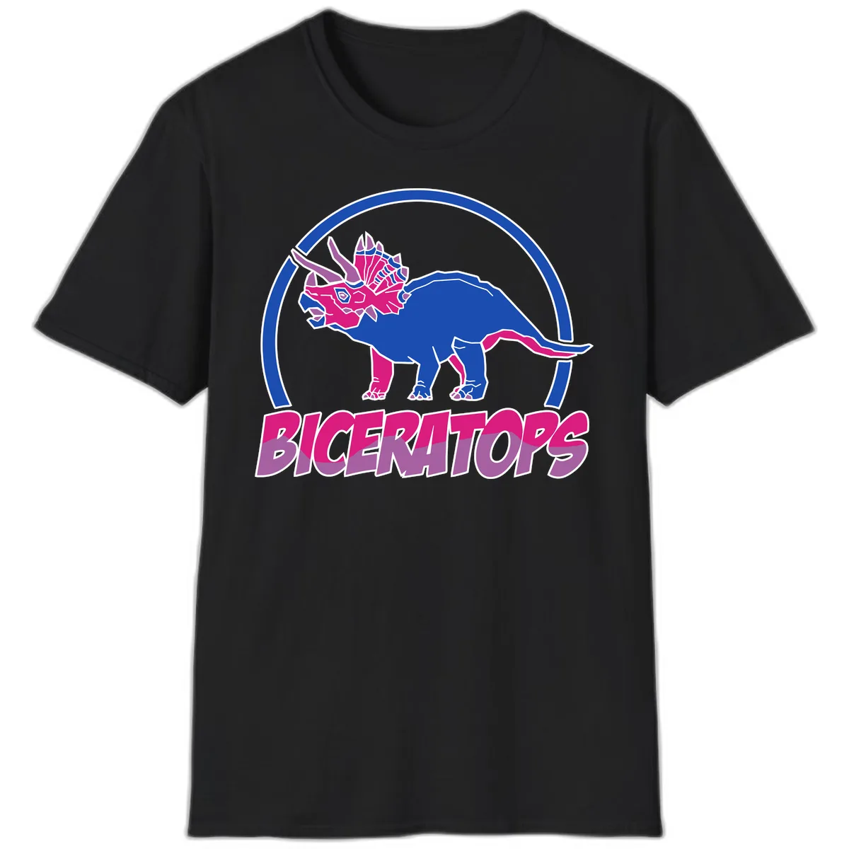 Triceratops Pride Dinosaur Logo T-Shirt in Black