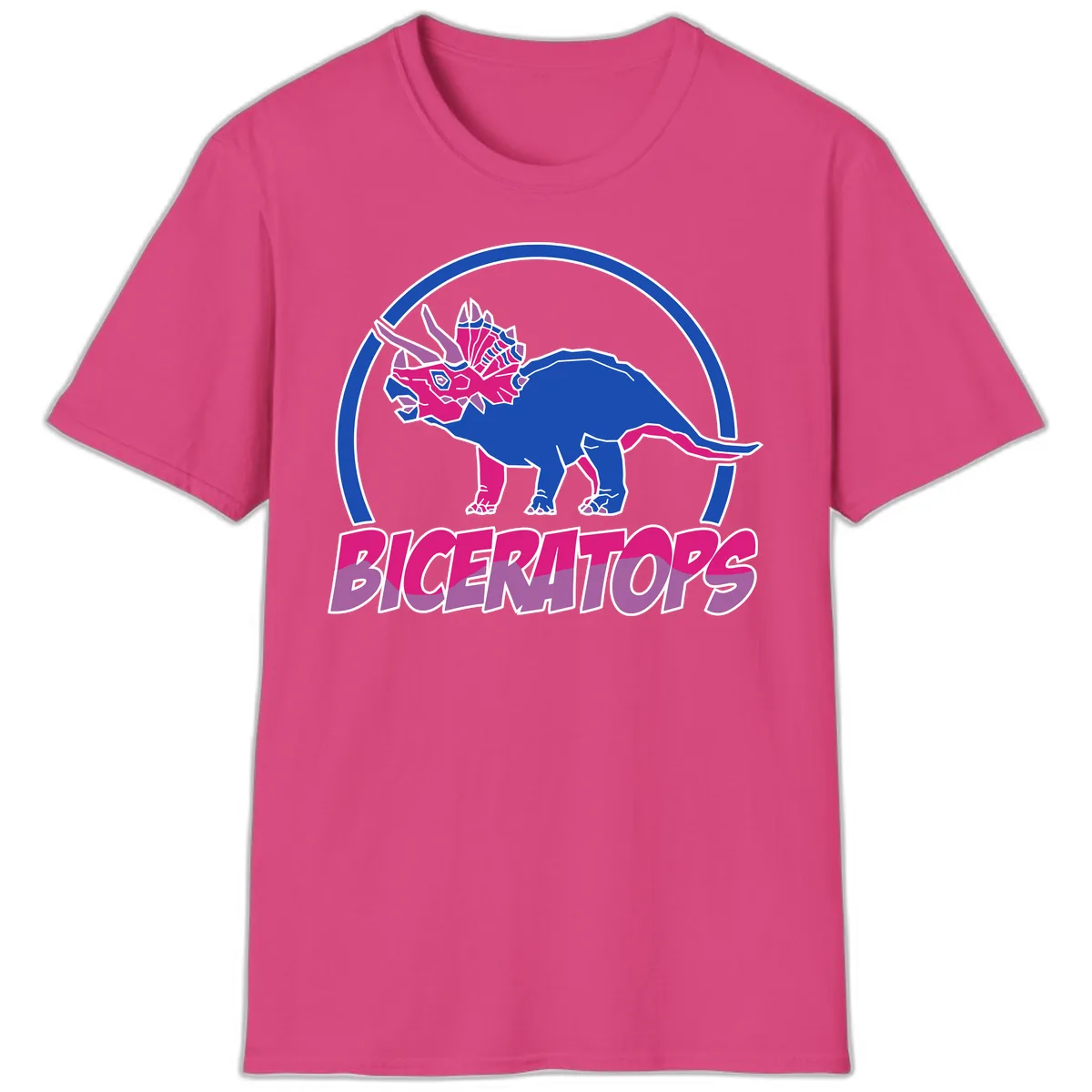 Triceratops Pride Dinosaur Logo T-Shirt in Heliconia