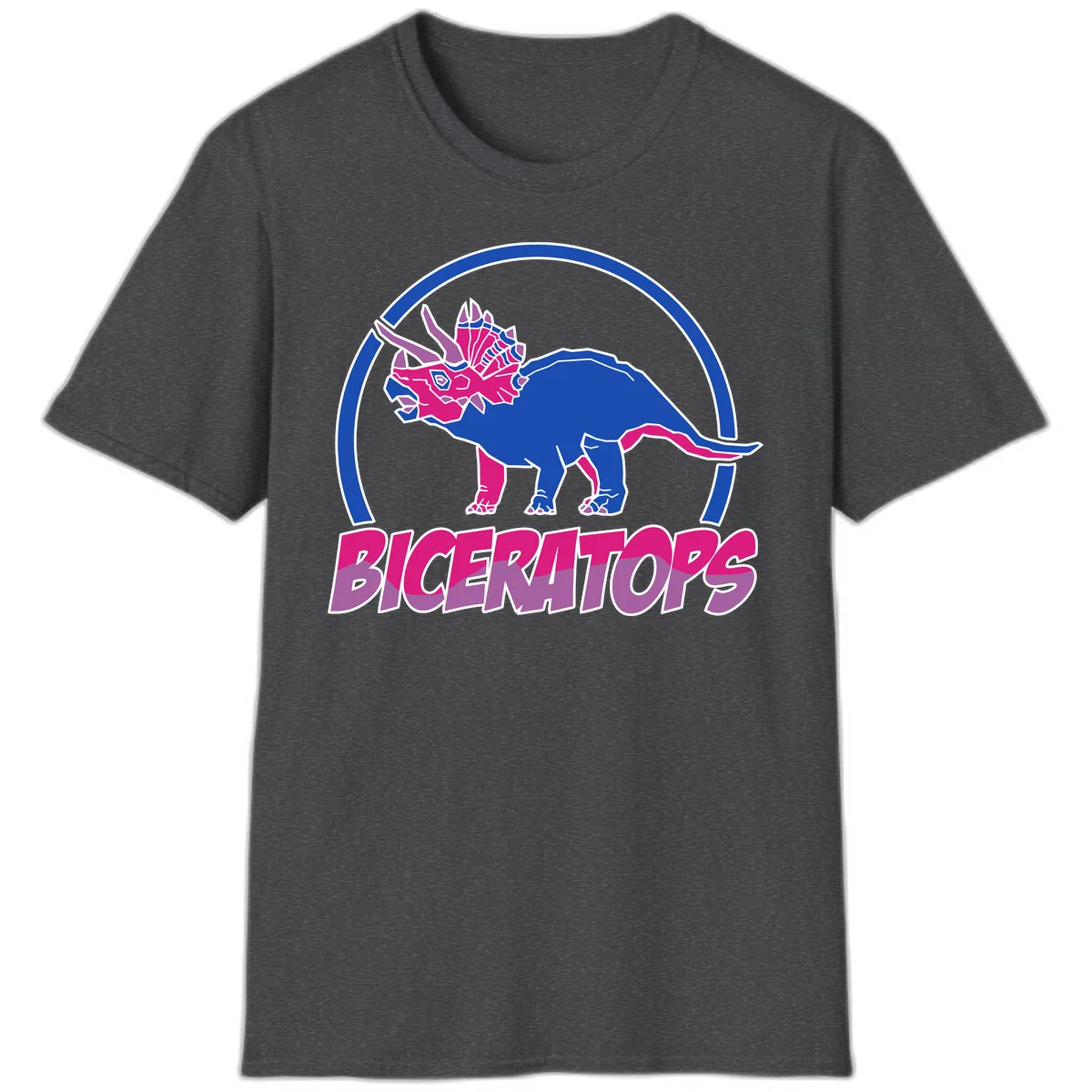 Triceratops Pride Dinosaur Logo T-Shirt in Dark Heather