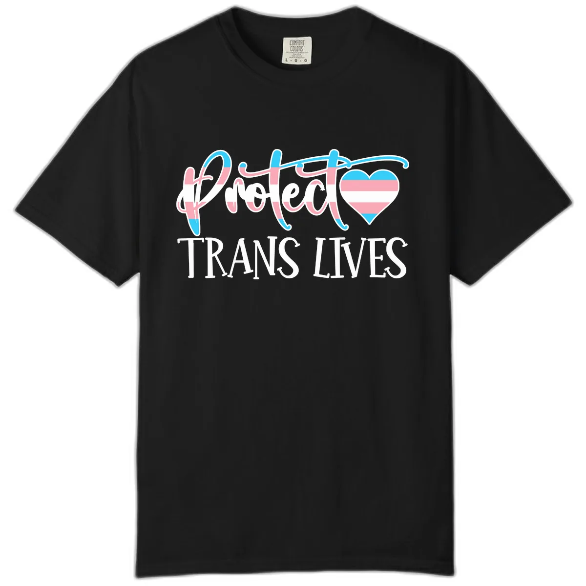 I Heart Trans Lives Comfort Color in Black