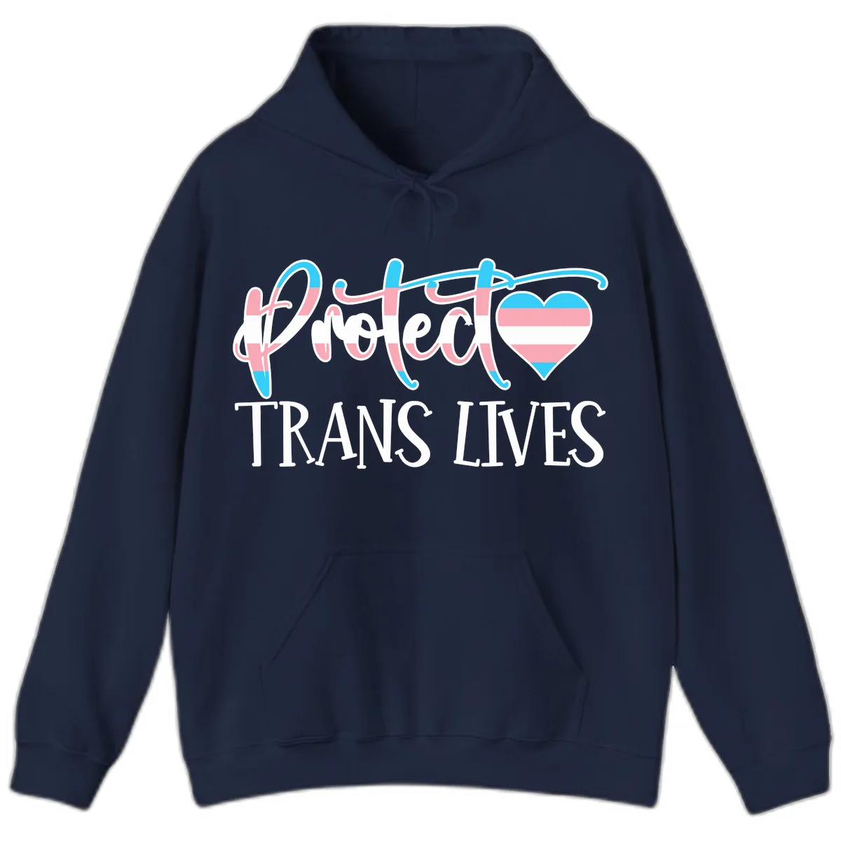 I Heart Trans Lives Hoodie in Navy