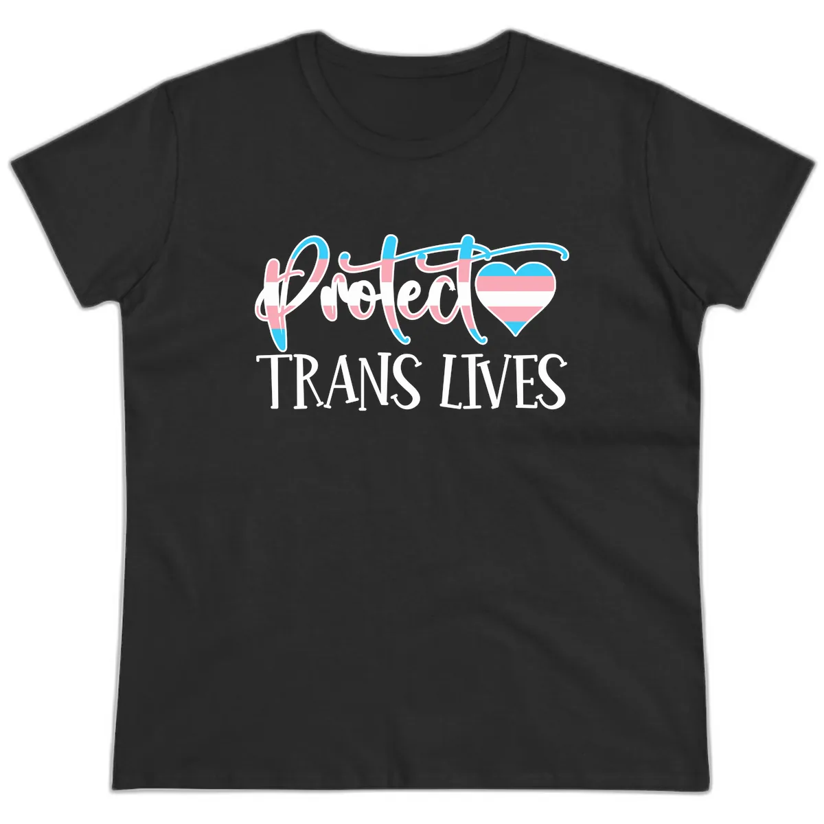 I Heart Trans Lives Ladies Tee in Black