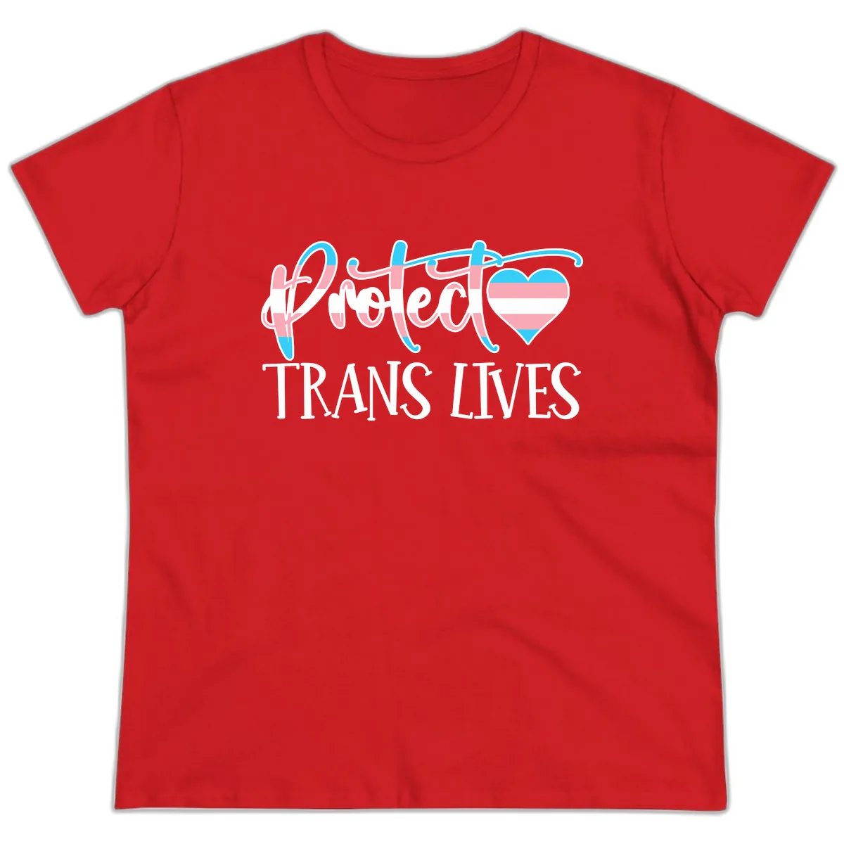 I Heart Trans Lives Ladies Tee in Red