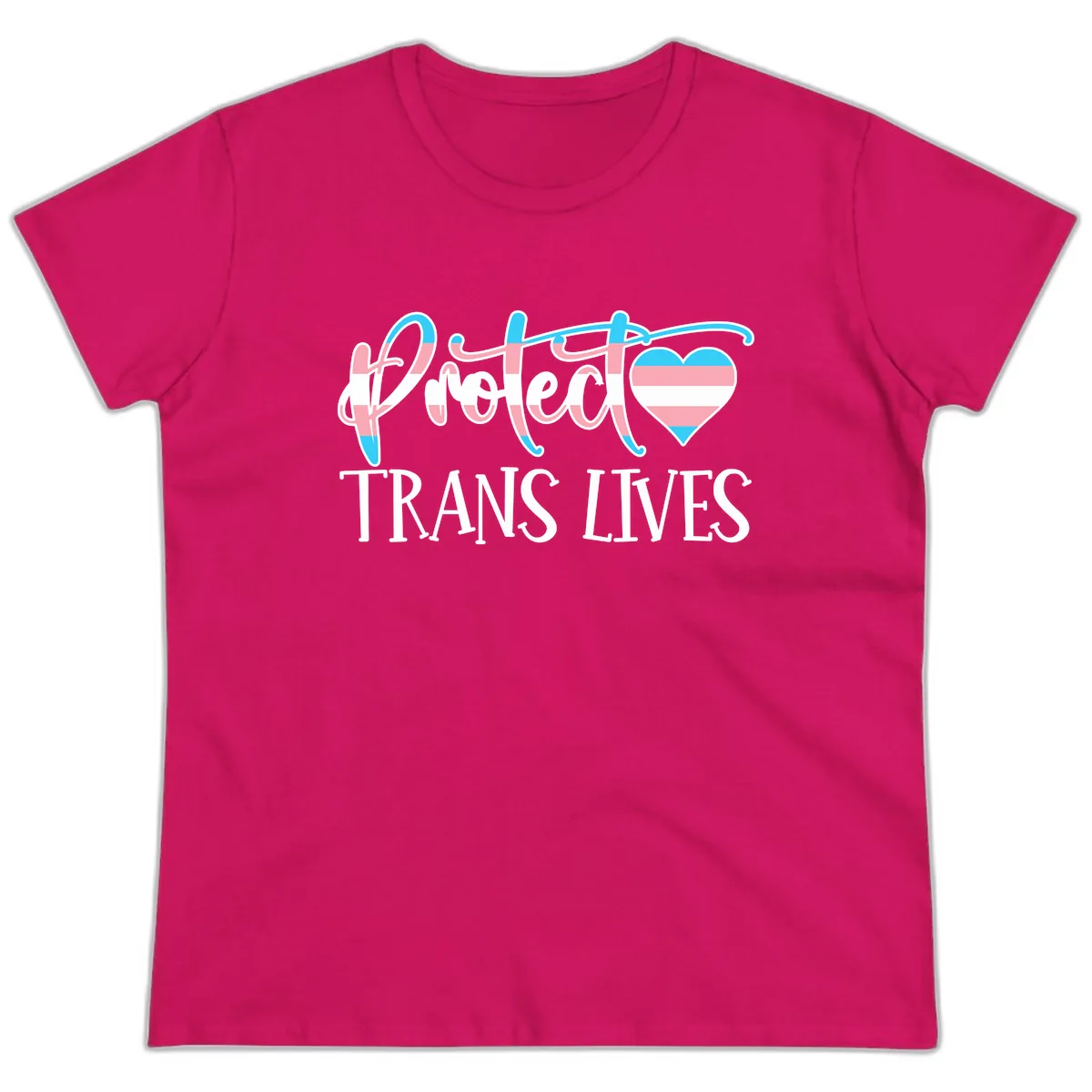 I Heart Trans Lives Ladies Tee in Heliconia