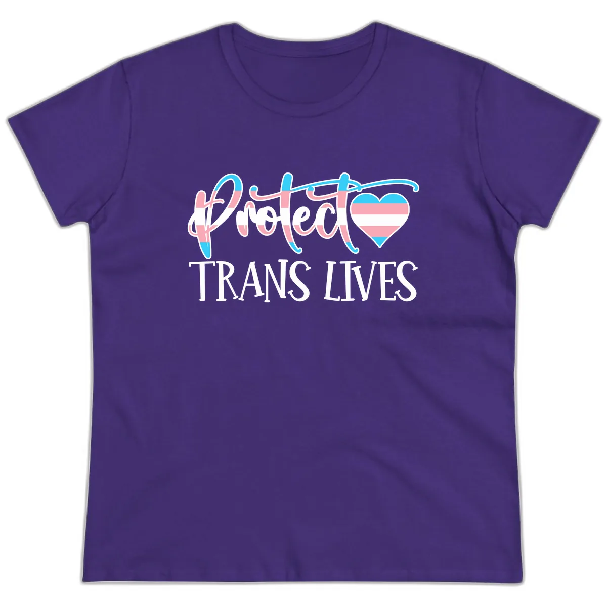 I Heart Trans Lives Ladies Tee in Purple