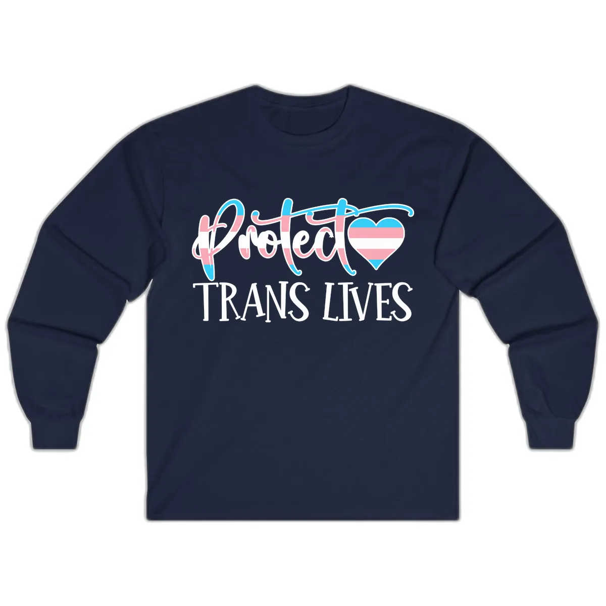 I Heart Trans Lives Long Sleeve in Navy