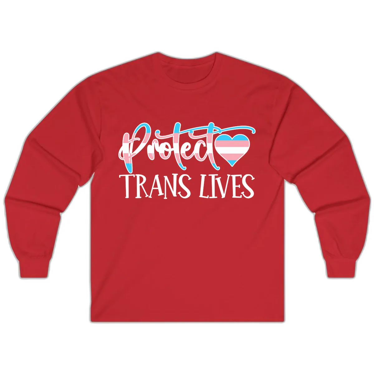 I Heart Trans Lives Long Sleeve in Red
