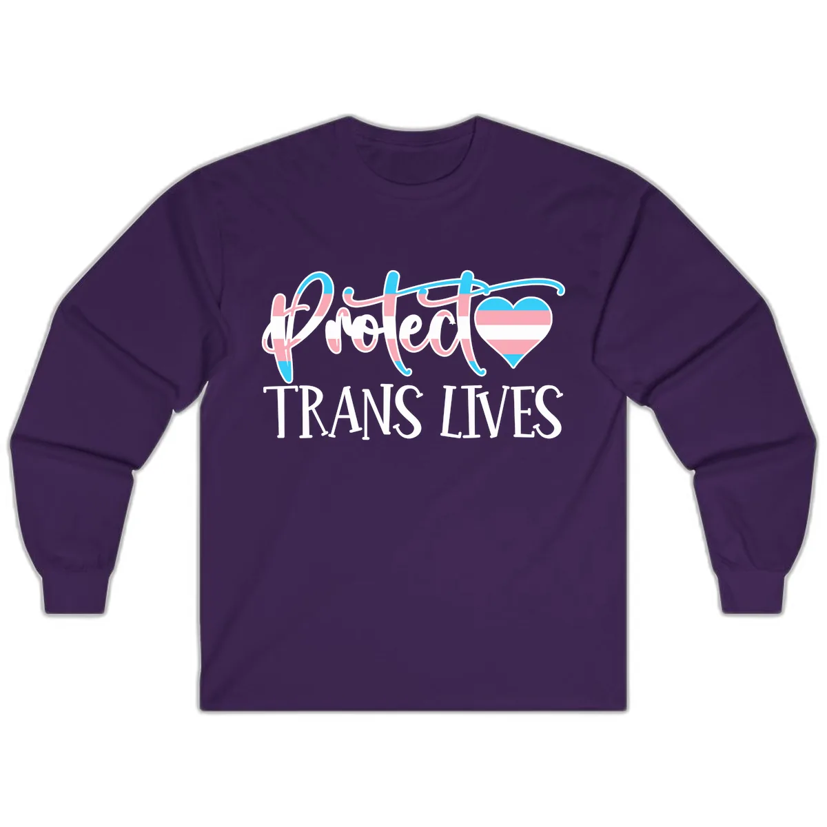 I Heart Trans Lives Long Sleeve in Purple