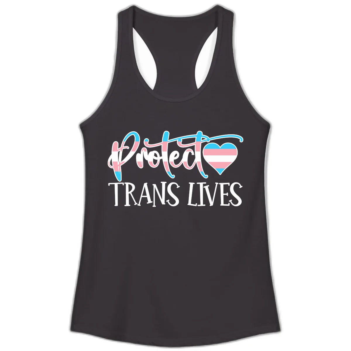 I Heart Trans Lives Ladies Tank in Black