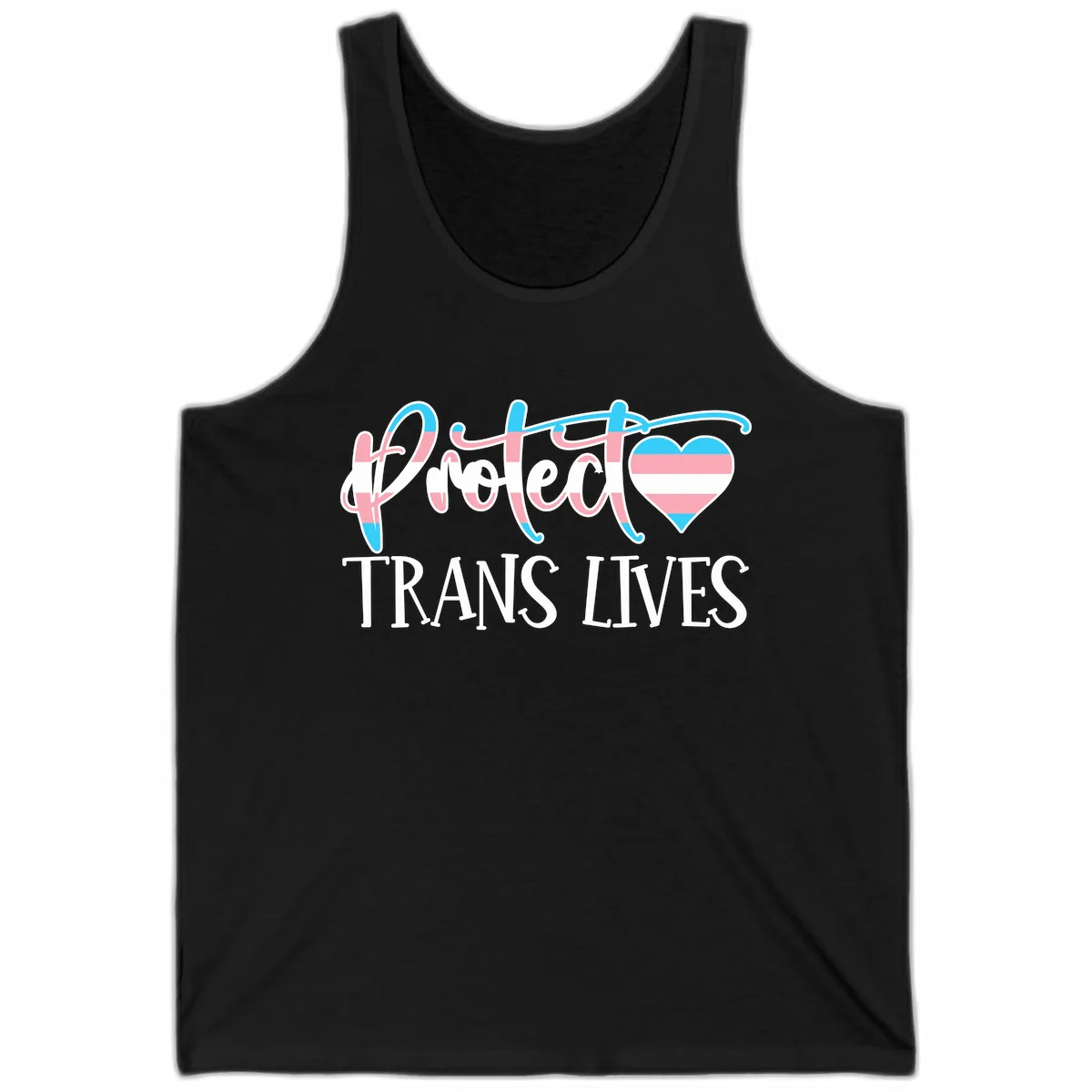 I Heart Trans Lives Tank in Black