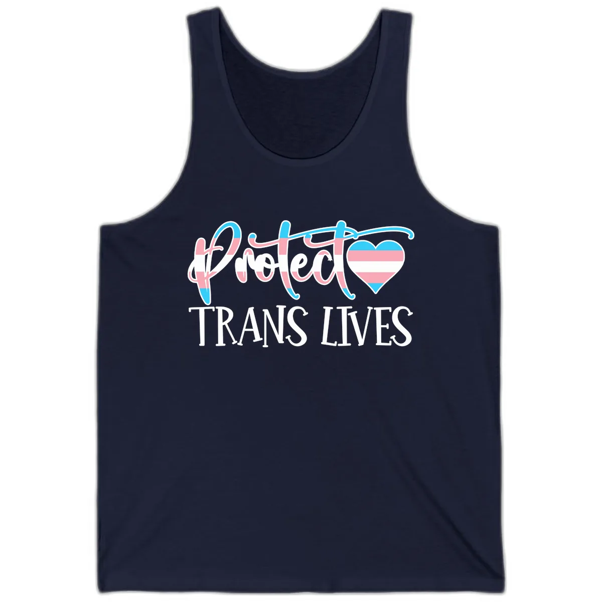 I Heart Trans Lives Tank in Navy