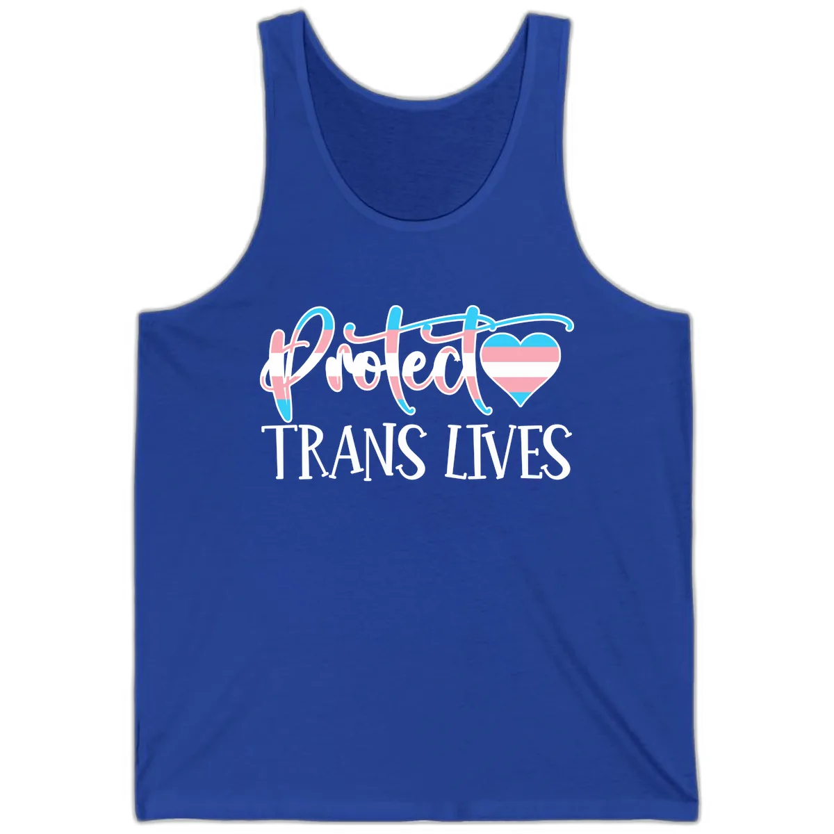 I Heart Trans Lives Tank in True Royal