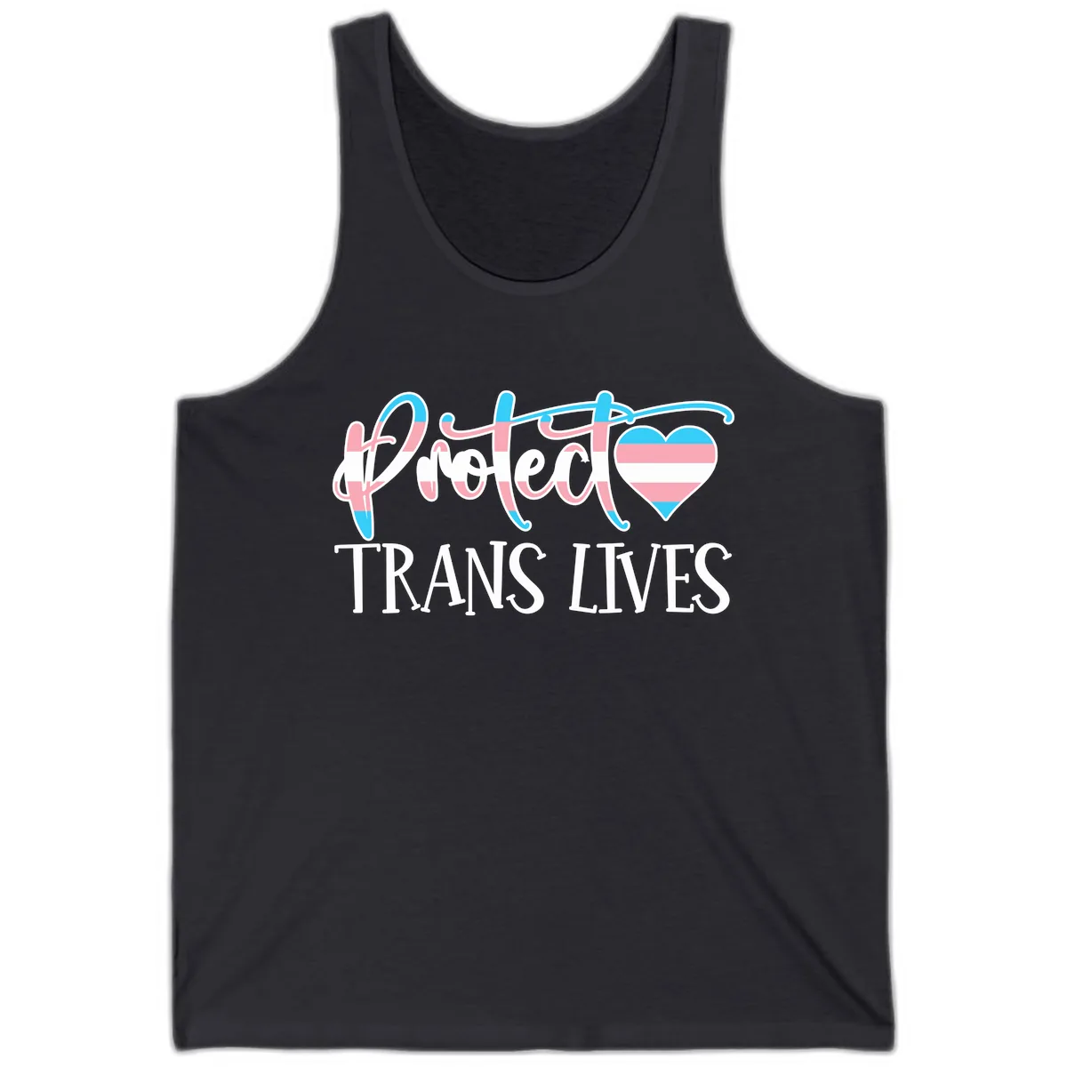I Heart Trans Lives Tank in Dark Grey