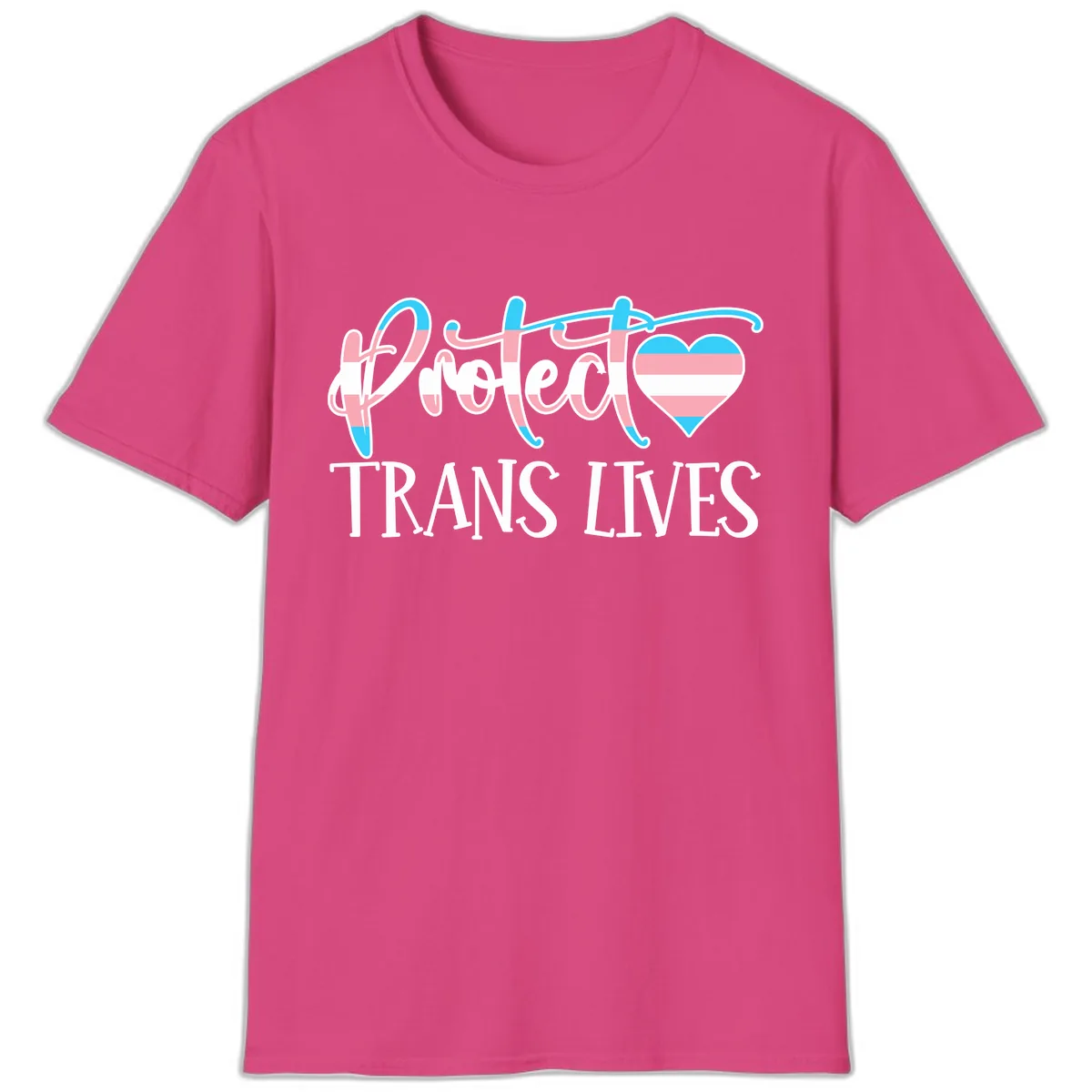I Heart Trans Lives T-Shirt in Heliconia