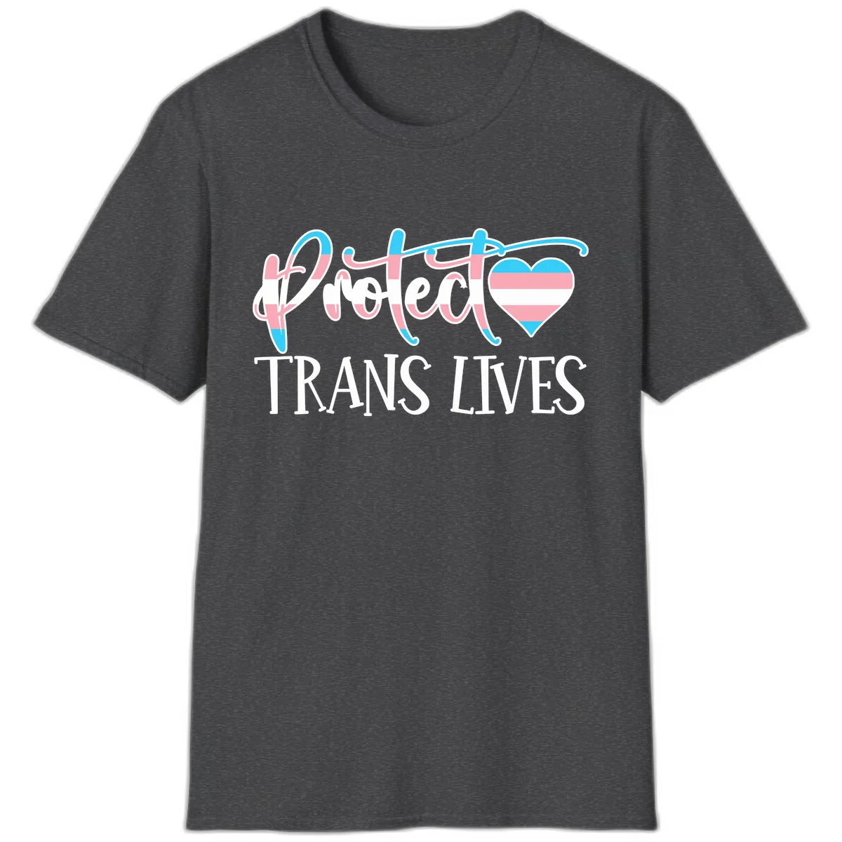 I Heart Trans Lives T-Shirt in Dark Heather