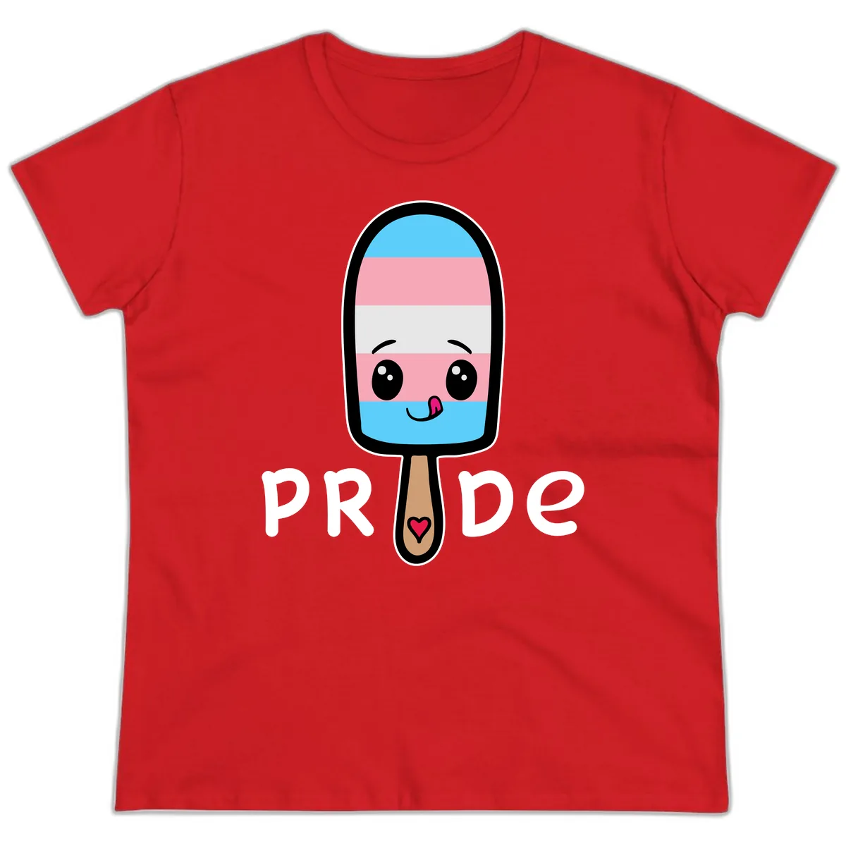 Rainbow Popsicle Pride Ladies Tee in Red