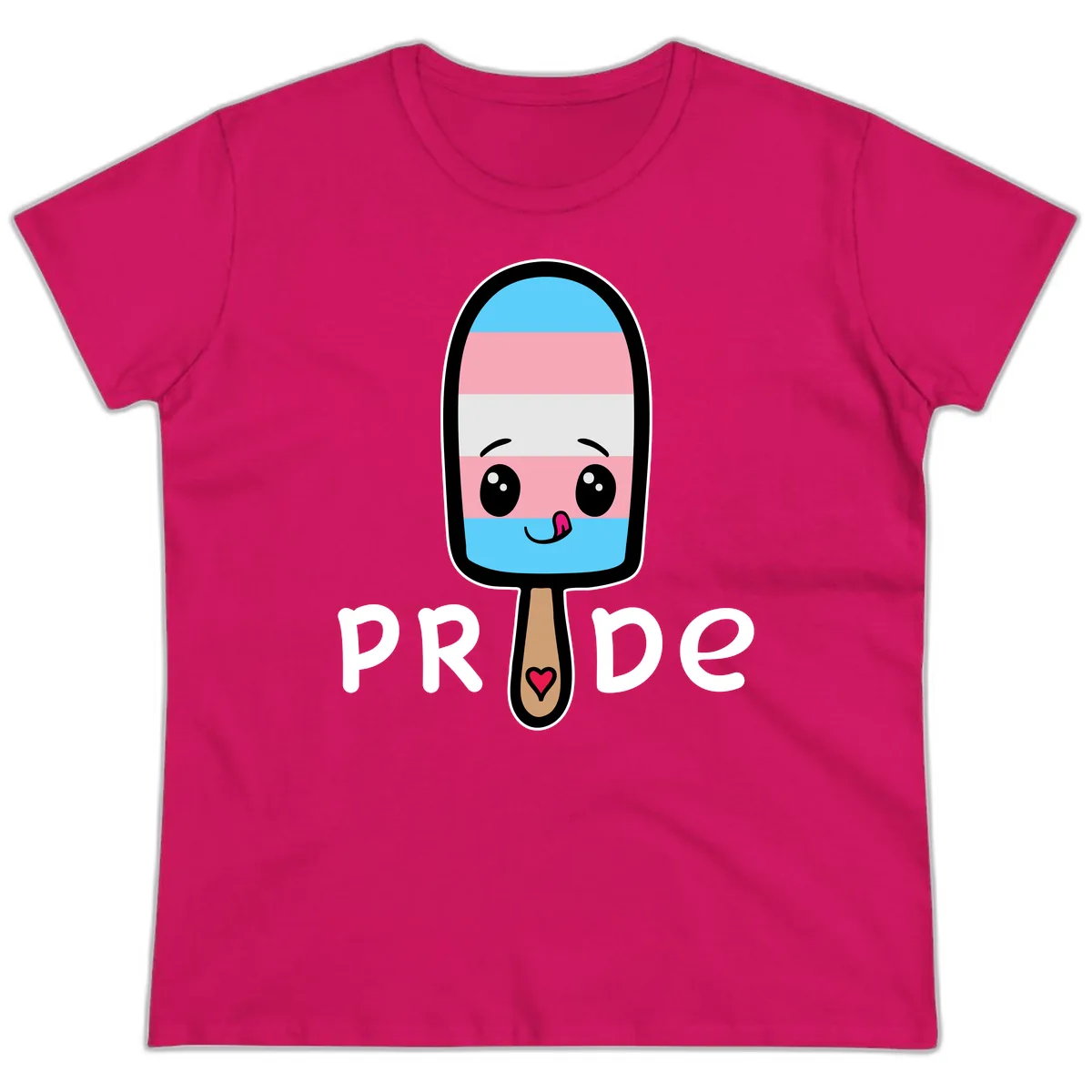 Rainbow Popsicle Pride Ladies Tee in Heliconia
