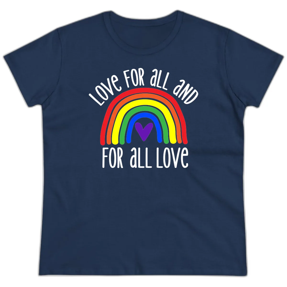 Love For All And All For Love Ladies Tee in Navy