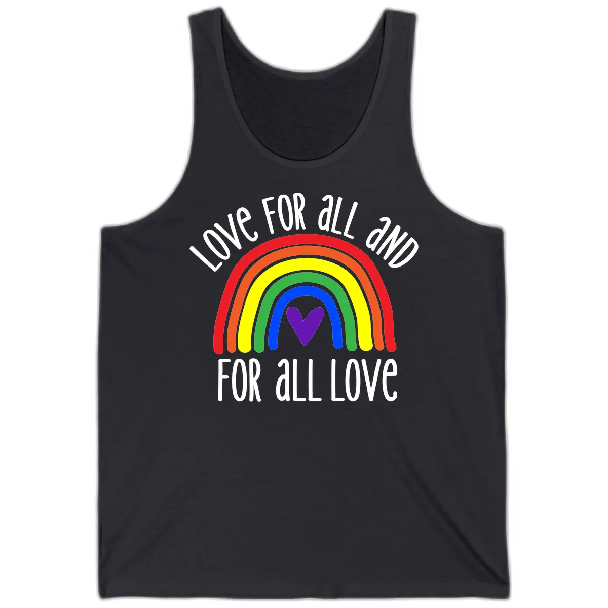 Love For All And All For Love Tank in Dark Grey