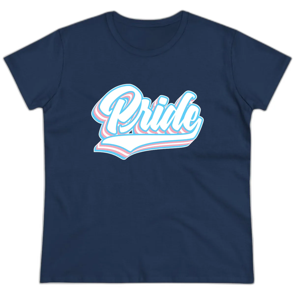 Pride Wave Retro Script Ladies Tee in Navy