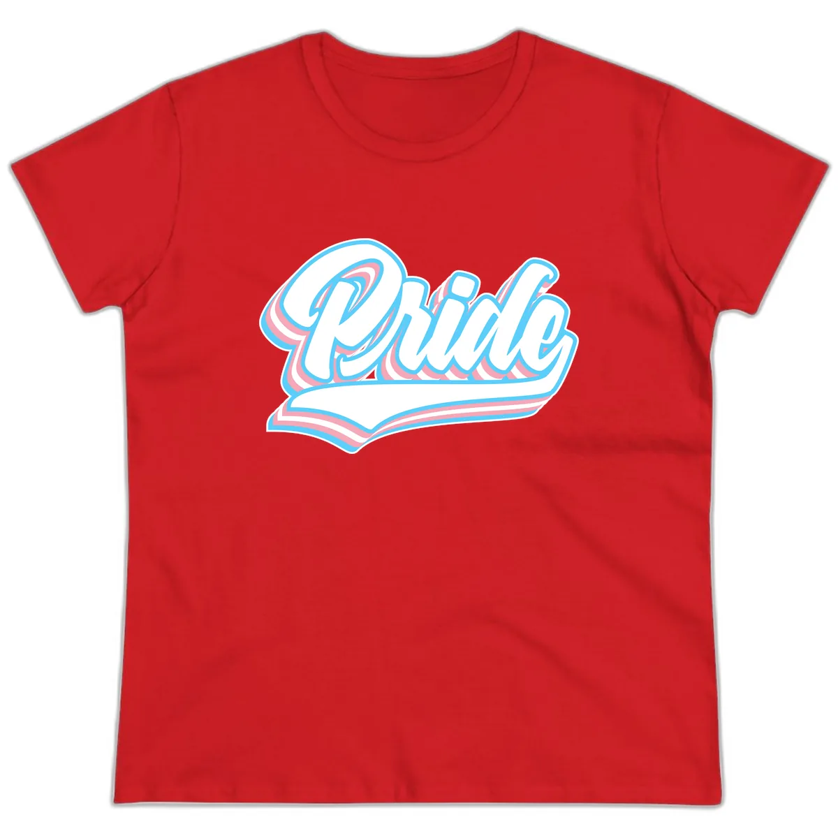 Pride Wave Retro Script Ladies Tee in Red