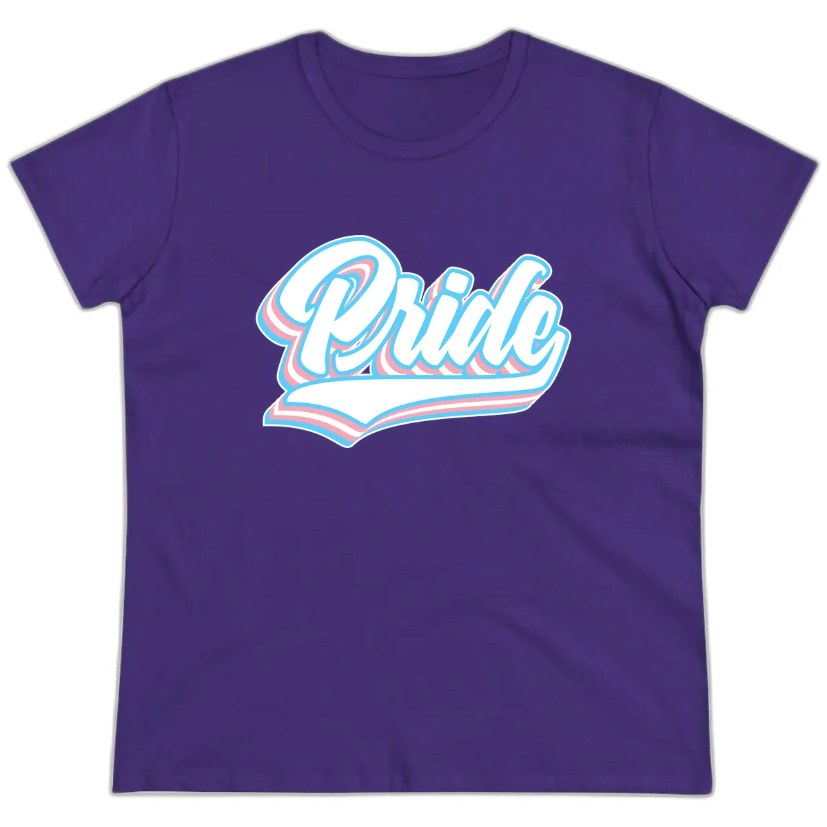 Pride Wave Retro Script Ladies Tee in Purple