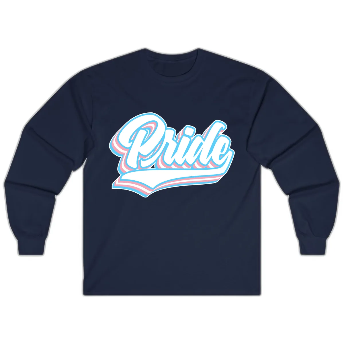 Pride Wave Retro Script Long Sleeve in Navy