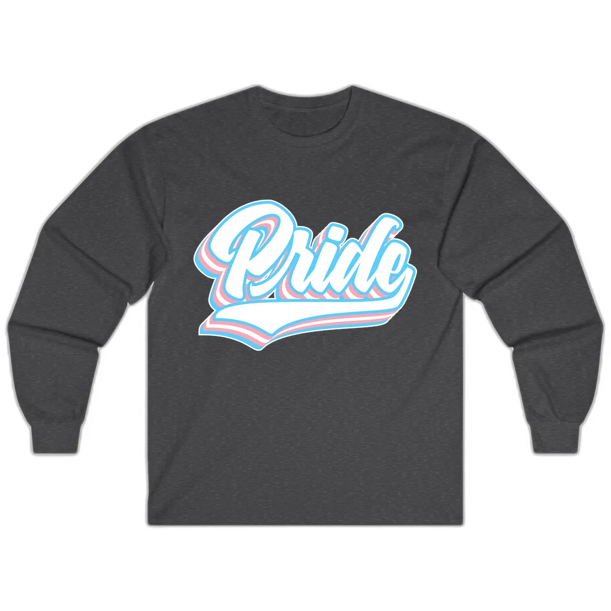 Pride Wave Retro Script Long Sleeve in Dark Heather