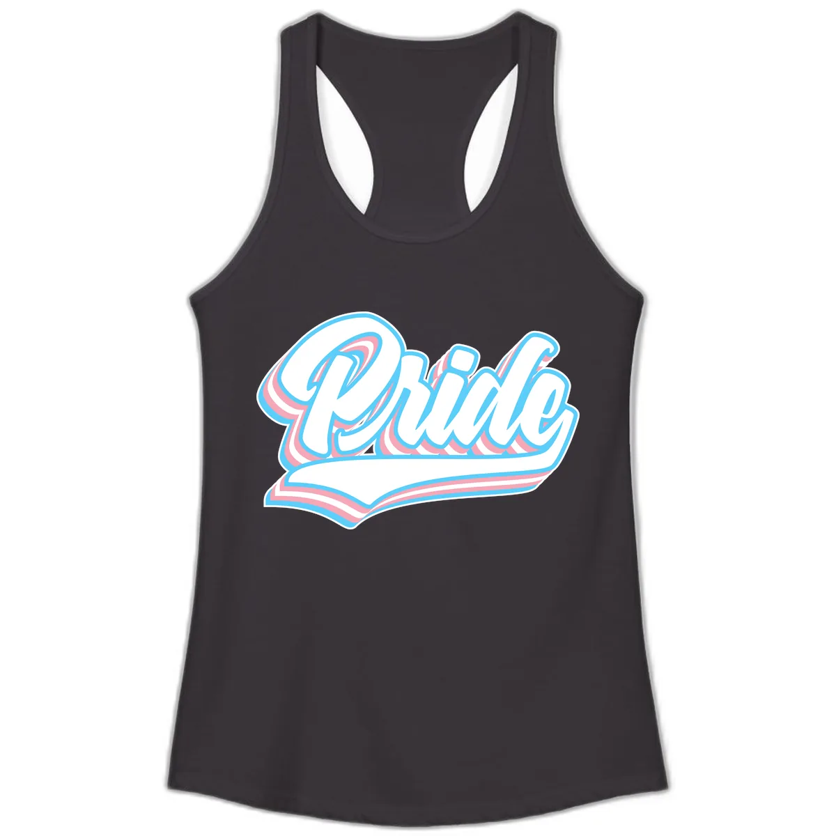 Pride Wave Retro Script Ladies Tank in Black