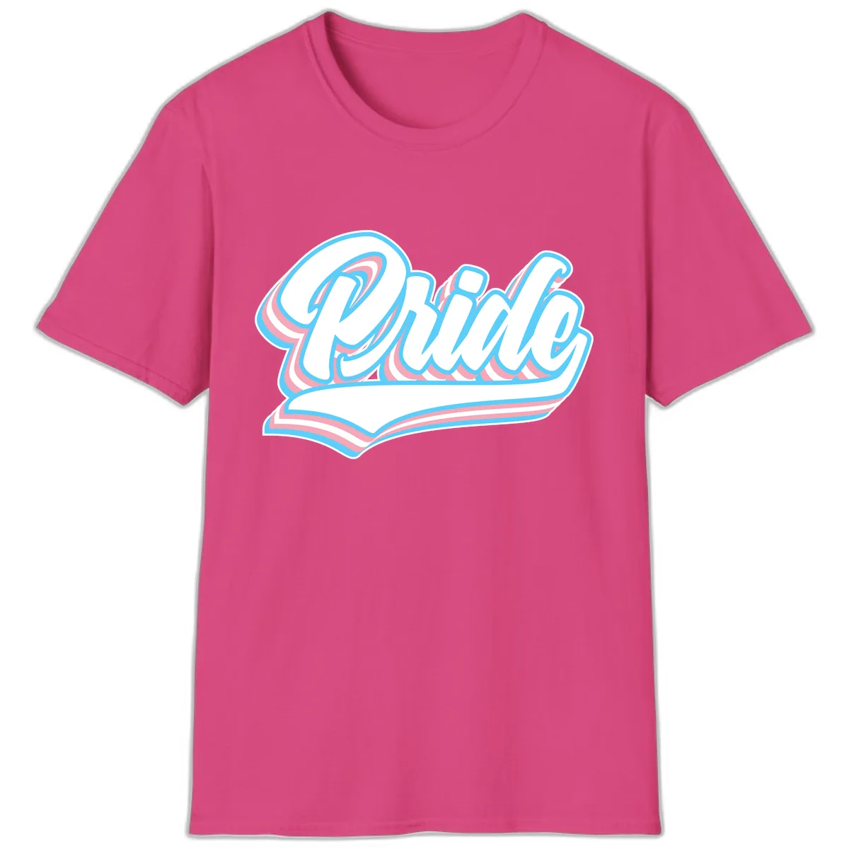Pride Wave Retro Script T-Shirt in Heliconia