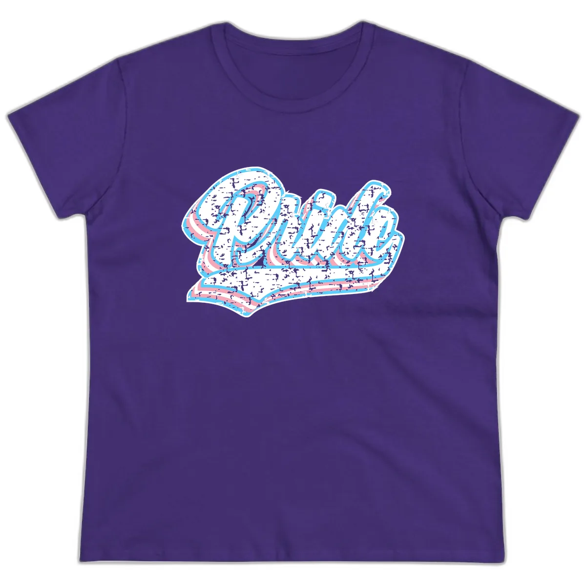 Wavy Textured Typography Design Ladies Tee in Purple