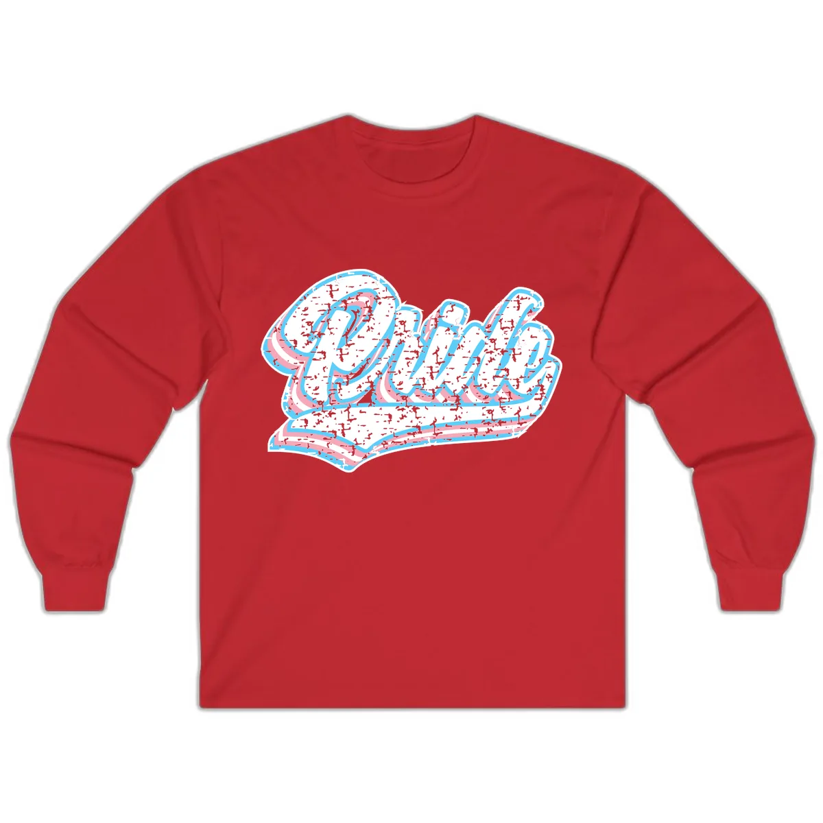 Wavy Textured Typography Design Long Sleeve in Red
