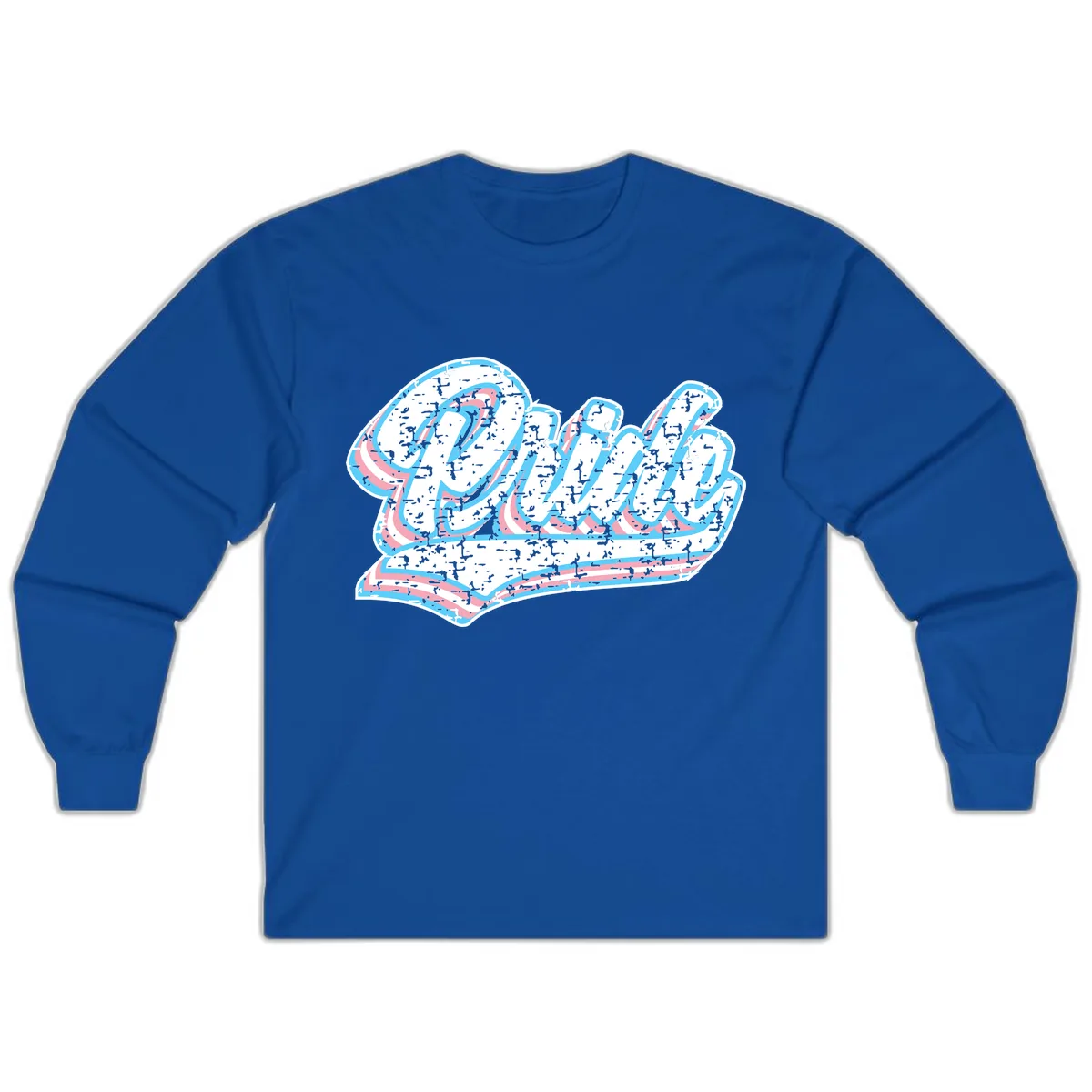 Wavy Textured Typography Design Long Sleeve in Royal