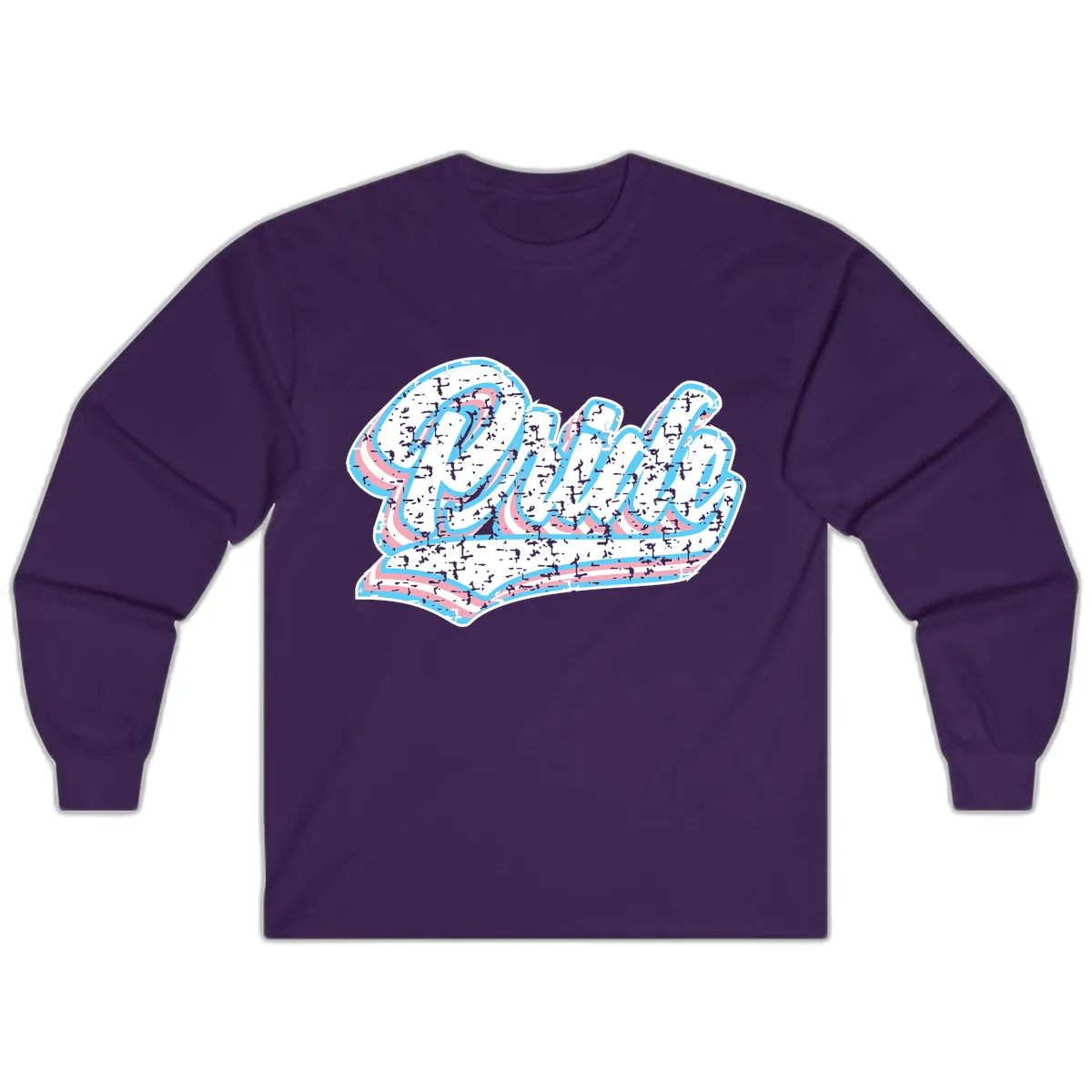 Wavy Textured Typography Design Long Sleeve in Purple