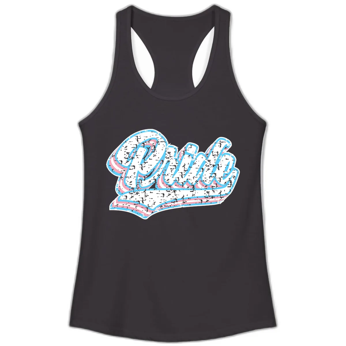 Wavy Textured Typography Design Ladies Tank in Black