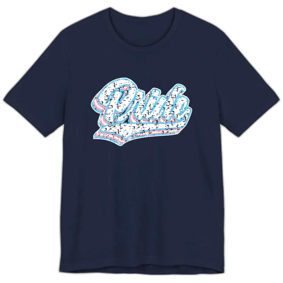 Wavy Textured Typography Design Premium T-Shirt in Navy