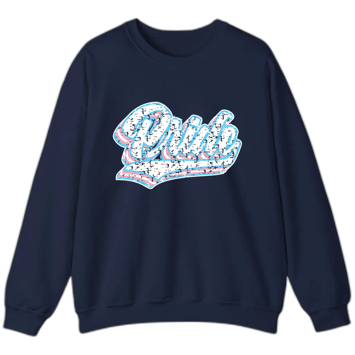 Wavy Textured Typography Design Sweatshirt in Navy