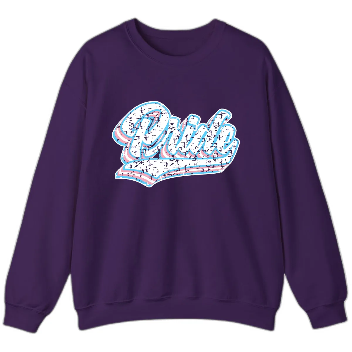Wavy Textured Typography Design Sweatshirt in Purple